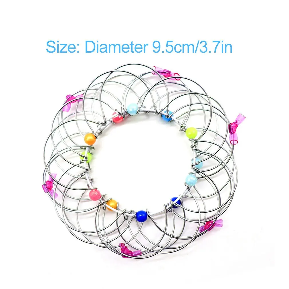 

Multiple Changes Iron Hoop Ring Toy Small Iron Wire Circle Toy with Color Beads Hundred Flower Magic