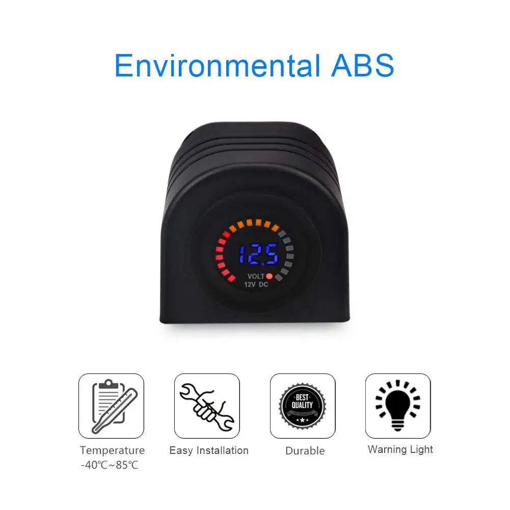 Водонепроницаемый вольтметр 12 В с цветным дисплеем измеритель напряжения
