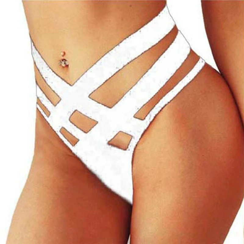 Женские черные и белые пикантные стринги из двух частей бандажные открытые