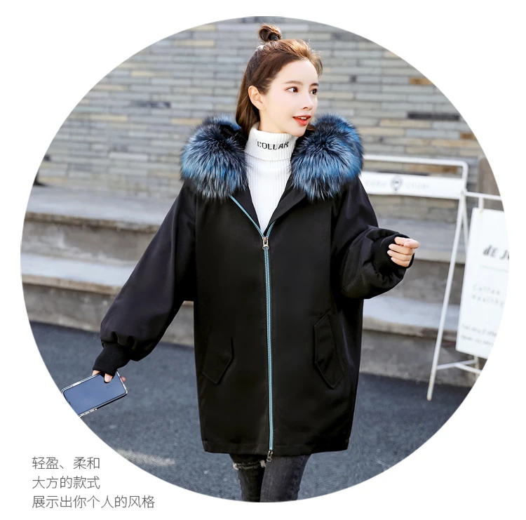 

2021 Ladies Wool Liner Thicken Hooded Parkas Women Slim With Big Fur Collar Outerwear Autumn Winter Jacket Women Coat Overcoats