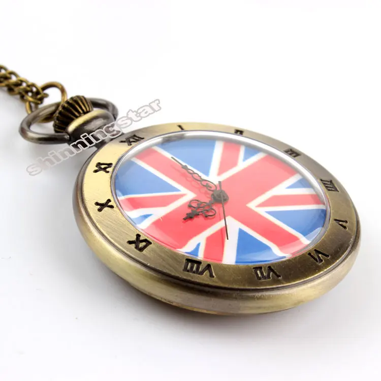Ожерелье подвеска кварцевые карманные часы высокое качество принт флага