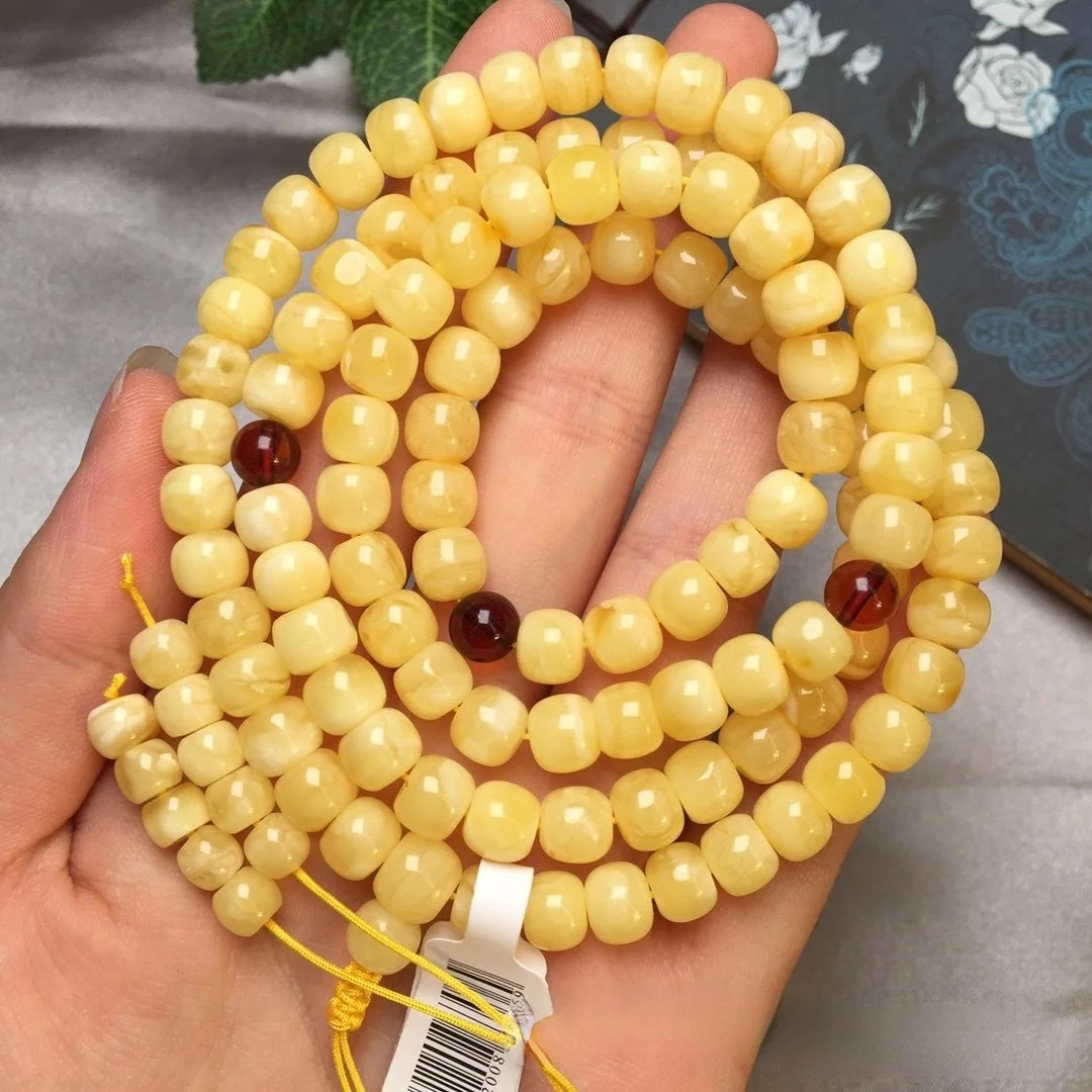 

Natural Beeswax Old Beads 108 Buddha Beads Are Full of Honey Patterns, Good Colors, Many Circles of Bracelet Accessories