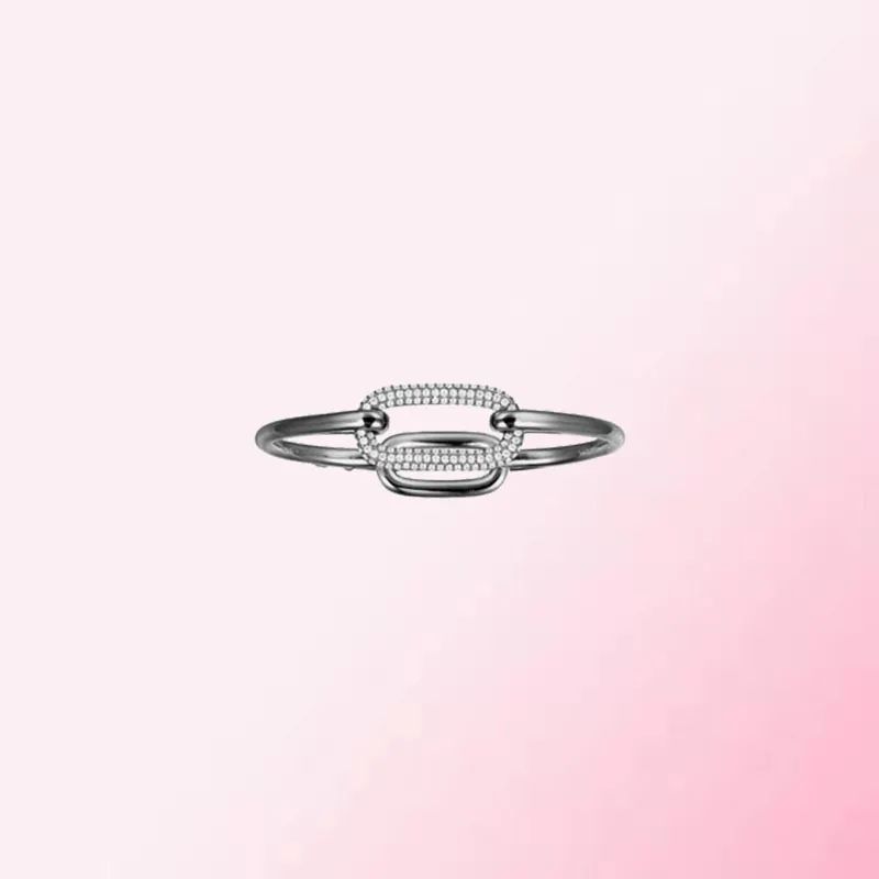 

1:1 Making 925 Sterling Silver Custom Multi-color Geometric Lock Buckle Simple Fashion Exquisite Bracelet