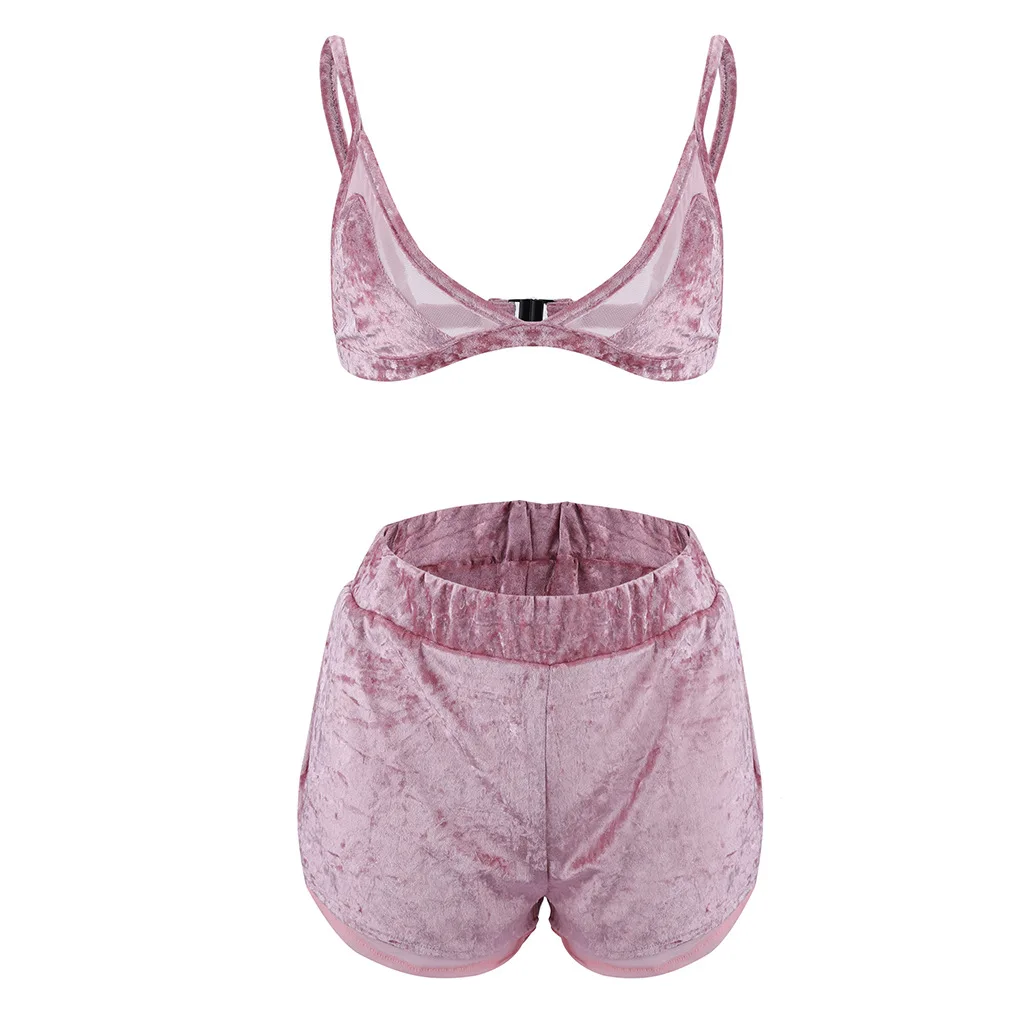 2019 Sexy Off Shoulder Halter Sleeveless Crop Tops Elastic Waist Shorts Women Two Pieces Sets 2 Piece Womens Outfits | Женская одежда