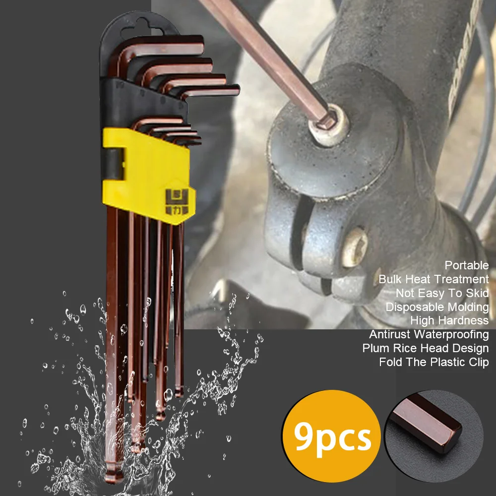 9шт шестигранный ключ гаечный метрический Размеры твердость S2 сплав Сталь и