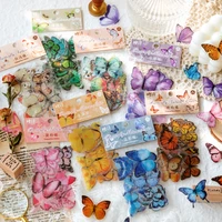 journamm 40pcspack aesthetics butterfly series pet sticker scrapbooking decoration stationary junk journal creative stickers
