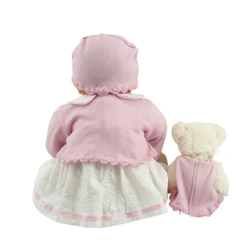 

55cm Reborn Doll Realistic Soft Silicone Vinyl Newborn Babies Toy Curly Girl Bear Clothes Pacifier Lifelike Handmade Gift