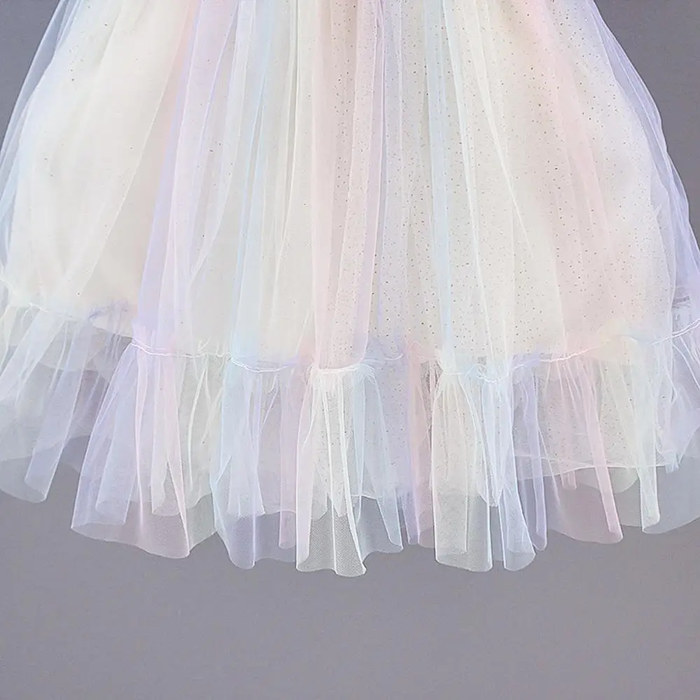 Летнее кружевное платье-пачка для девочек Сарафан Платье принцессы с короткими