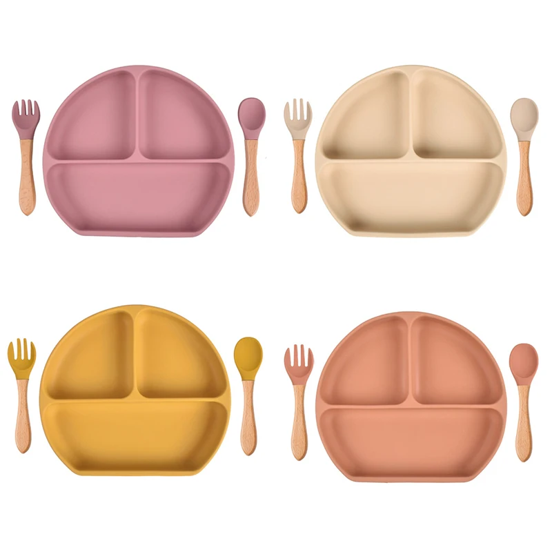 

Детская силиконовая обеденная тарелка, интегрированная детская посуда, дополнительная миска для еды, нескользящая Антискользящая посуда с...