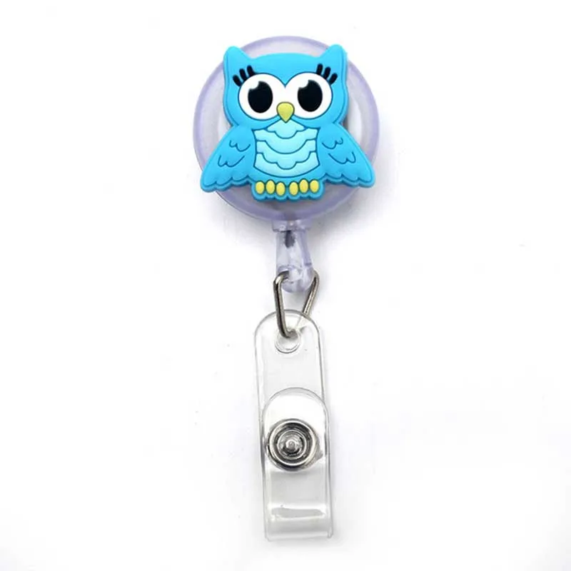 New Cute Silica Gel Owl Animals Retractable Pull Nurse Doctor Badge Reel ID Lanyard Name Tag Card Holder Reels For Gift |