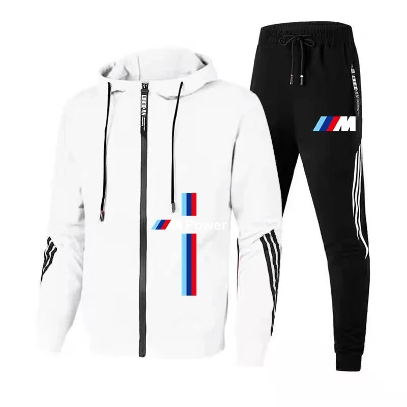 

New BMW M suit men's football suit zipper hoodie + pants two pieces of casual track suit men's sportswear gym brand clothing spo