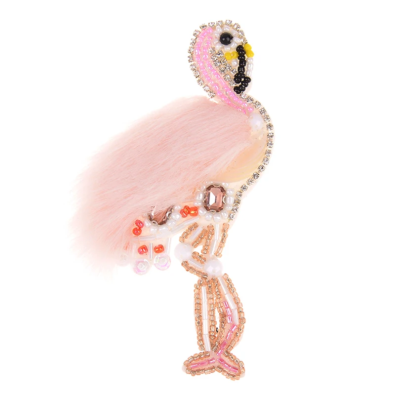 

1pc Sequined Fur Flamingo Patch Beading Applique For Clothes Jackets Jeans Bags Shoes Sewing On Rhinestone Beaded Applique