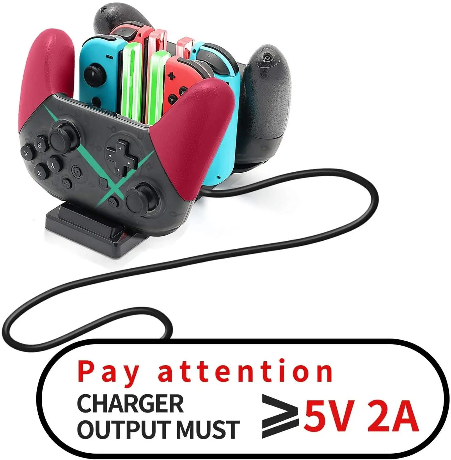 6 in 1 ns switch pro controller charging dock station 5v 2a led joypad charger stand for nintendo switch game accessories free global shipping