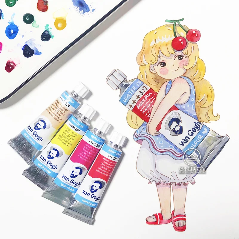 

Van Gogh Watercolor Pigment Acuarelas Yellow-Red Purple 10ml Tubular New Color Single Bottle Hipster Water Color Hand-Painted