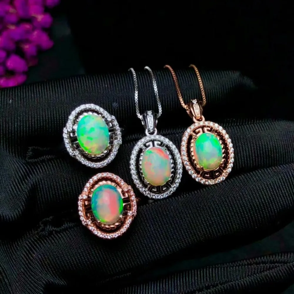 

SHILOVEM 925 SILVER STERLING NATURAL OPAL PENDANTS NECKLACE RINGS STUD EARRINGS FINE JEWELRY NEW WHOLESALE GIFT YHTZ070968AGO