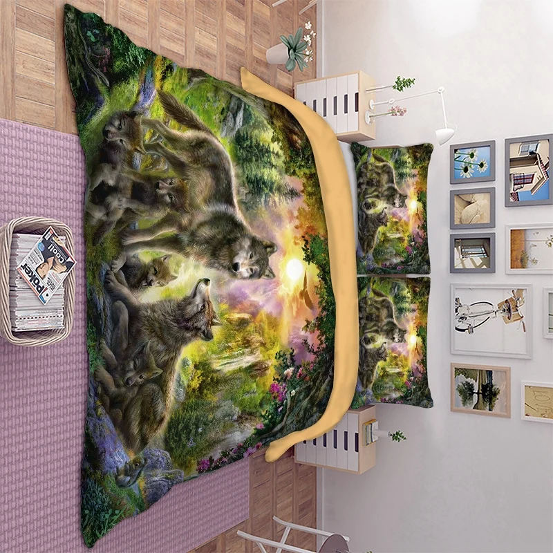 3D волк постельное белье с животным принтом Твин Полный набор постельного белья