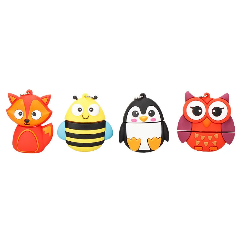 

Usb Flash Drive 2.0 Pen Drive 128Gb 4Gb 8Gb 16Gb Fox/Penguin 64Gb Pendrive 32Gb Flash Disk Cartoon Silicone Owl/Bee Memory Stick