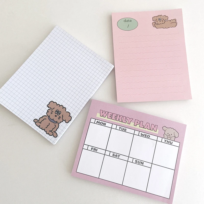 

50 Sheets Cute Dog Weekly Daily Plan Memo Pad Korean Stationery N Times Sticky Notes Portable Notepad School Office Supply