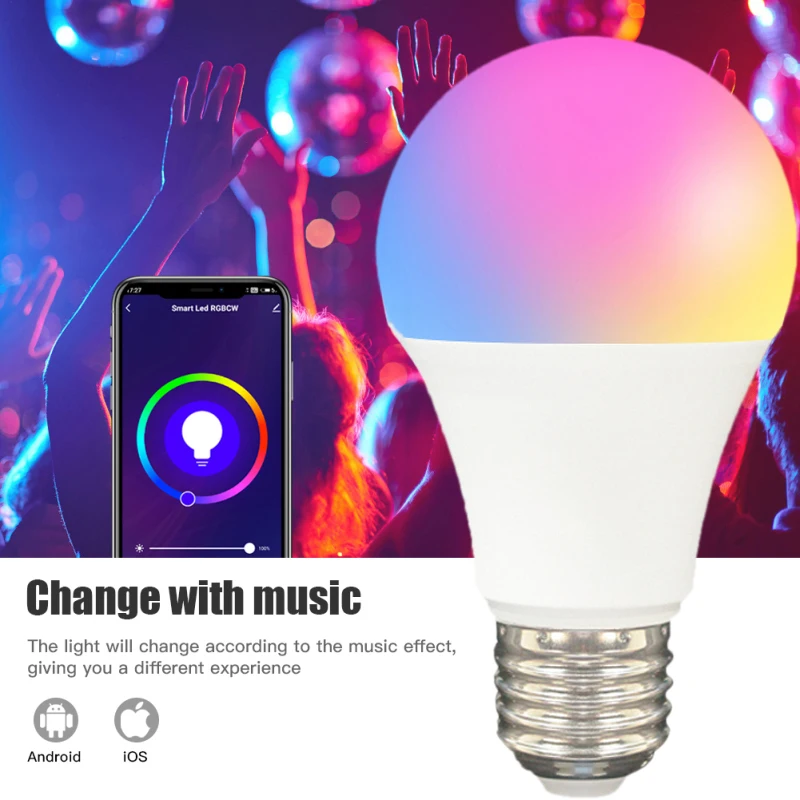 Умная светодиодсветильник лампочка Tuya E27 RGB лампа Zigbee Bridge с дистанционным