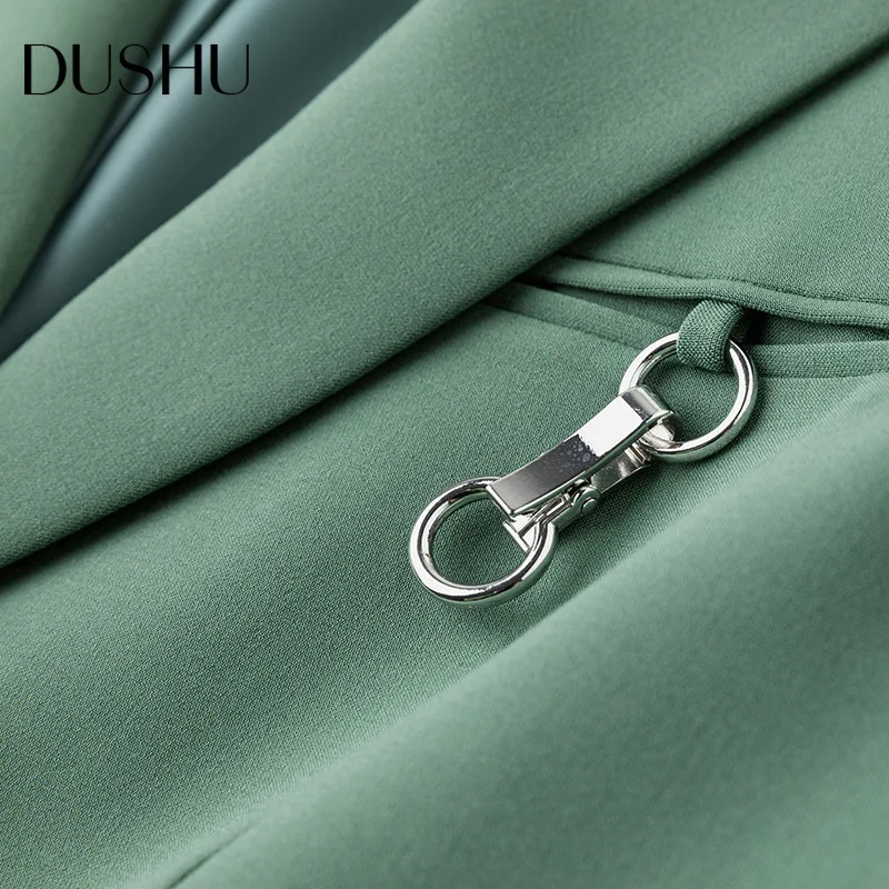 

DUSHU Plus size oversize green blazer coat Women spring elegant office ladies blazer Female casual streetwear long sleeve jacket