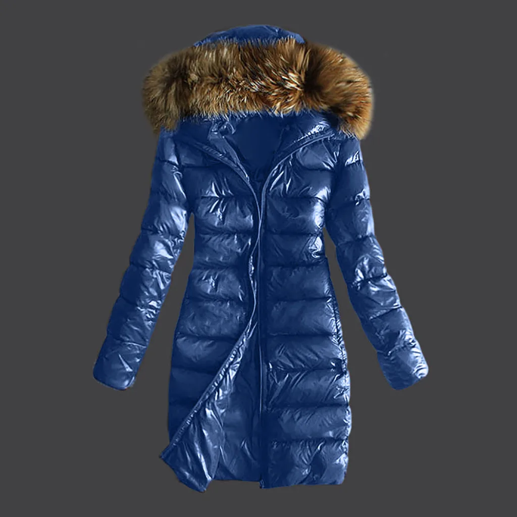 

Women Outwear Quilted Winter Warm Coats Fur Collar Hooded Jacket Parka Coat Hight Quality Female New Winter Collection 10.23