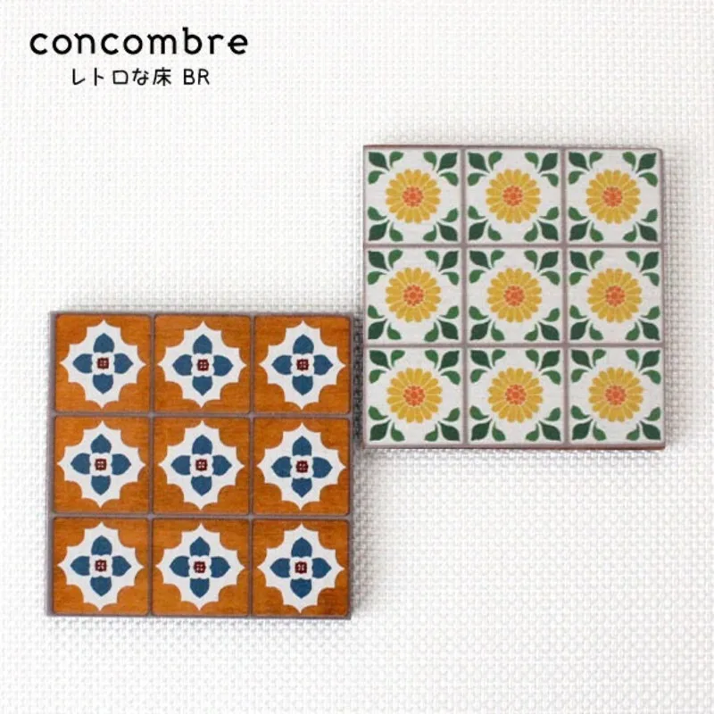 

Nordic Minimalist Style Household essentials Korean Hot-selling Retro Tile Wooden Coaster
