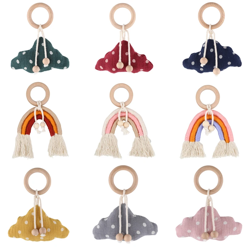 Детские деревянные грызунки вязаные крючком плюшевые облака подвеска зуб не