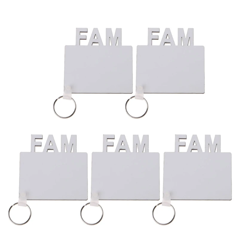 

5Pcs Blank Mom Dad Family MDF Keychains Sublimation Heat Key chain Transfer Photo Keychain