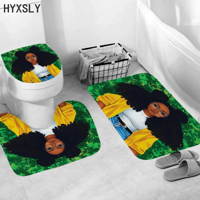 

Custom Printing Design 3pcs/set Toilet Anti-slip Floor Mat Cover Door Pad Bathroom Carpet Practical Home Bathroom Decoration