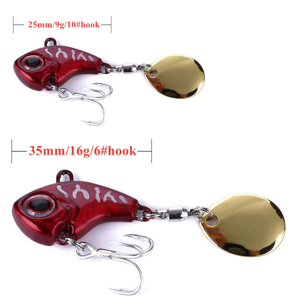 1Pcs 9g/16g Metal Mini VIB Spoon Spin Sequin Lure Tackle Pin Hard Bait Crankbait Vibration Spinner Sinking Fishing Set | Спорт и