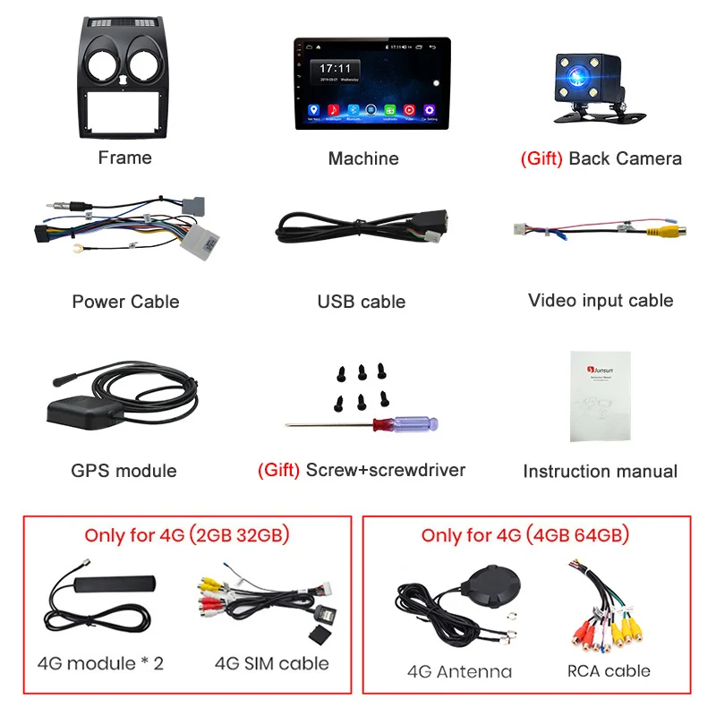 Junsun 2G+ 32G Android 9,0 для Nissan Qashqai J10 2006-2009 2011-2013 авто 2 din автомагнитола стерео плеер Bluetooth gps навигация