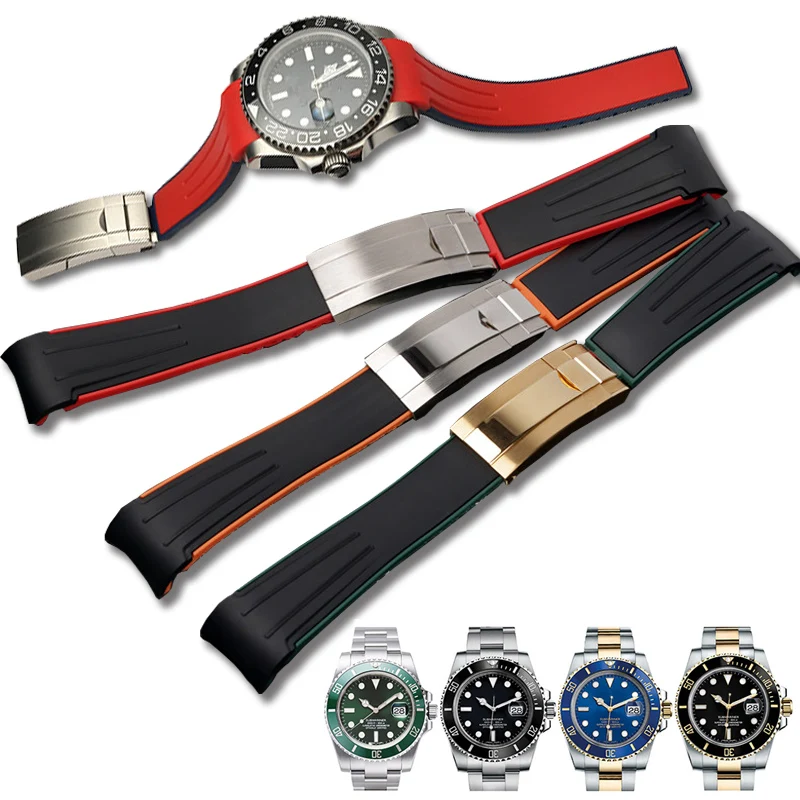

Аксессуары для часов, ремешок для часов Rolex DAYTONA SUBMARINER GMT, мужской водонепроницаемый ремешок для часов, ремешок, силиконовый резиновый брасле...