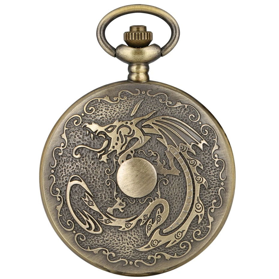 Бронзовый Огненный Дракон в стиле ретро панк злый кварцевые карманные часы