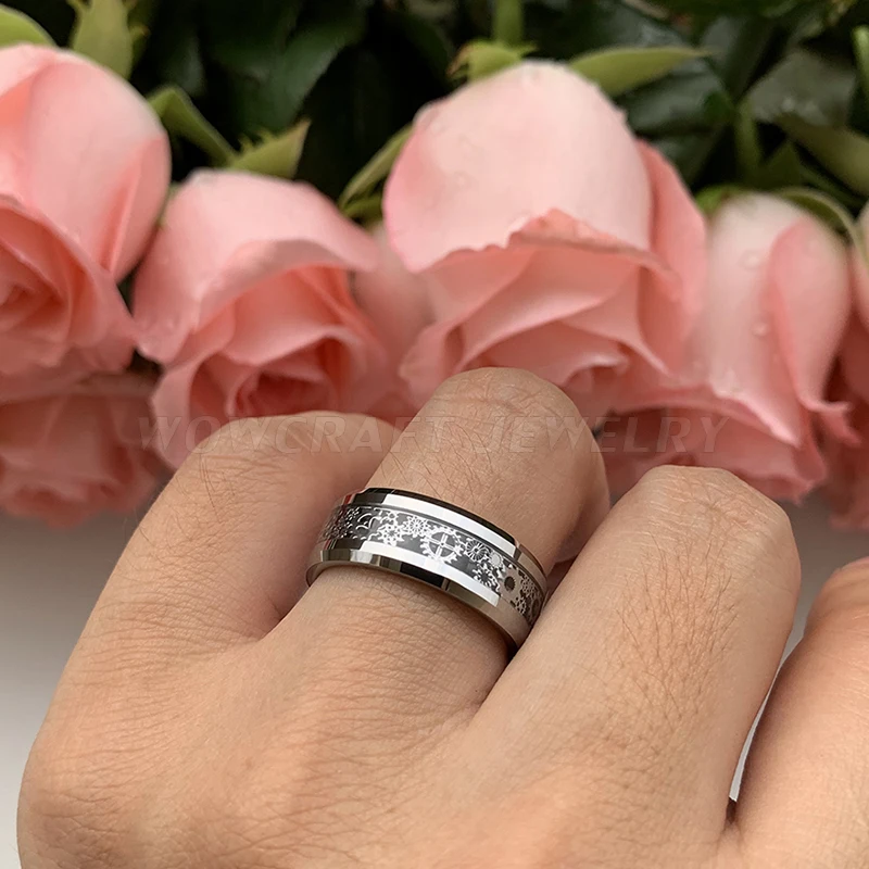 Обручальные кольца из карбида вольфрама для мужчин и женщин с черной