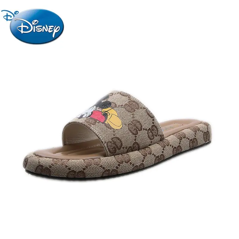 

Disney Mickey Mouse Slippers Women's Outer Wear Sandals and Slippers All-match Flat-bottom Non-slip Flip-flops