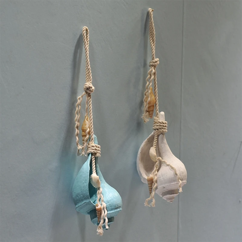 2 Pcs Mediterranean Style Resin Simulation Conch Pendant Marine LED Ornaments Gifts Home Party Beach Wall Decor | Дом и сад