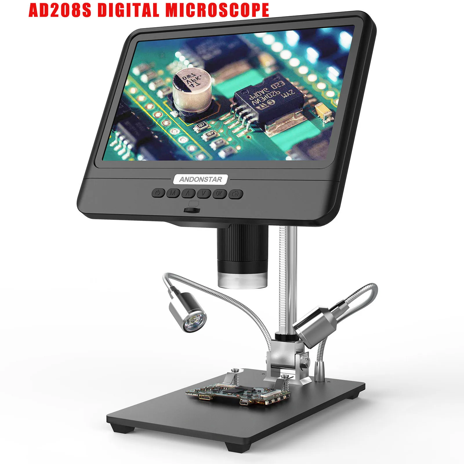 Цифровой микроскоп паяльный AD208S ЖК дисплей 8 5 дюйма 5X 1200X регулируемый инструмент