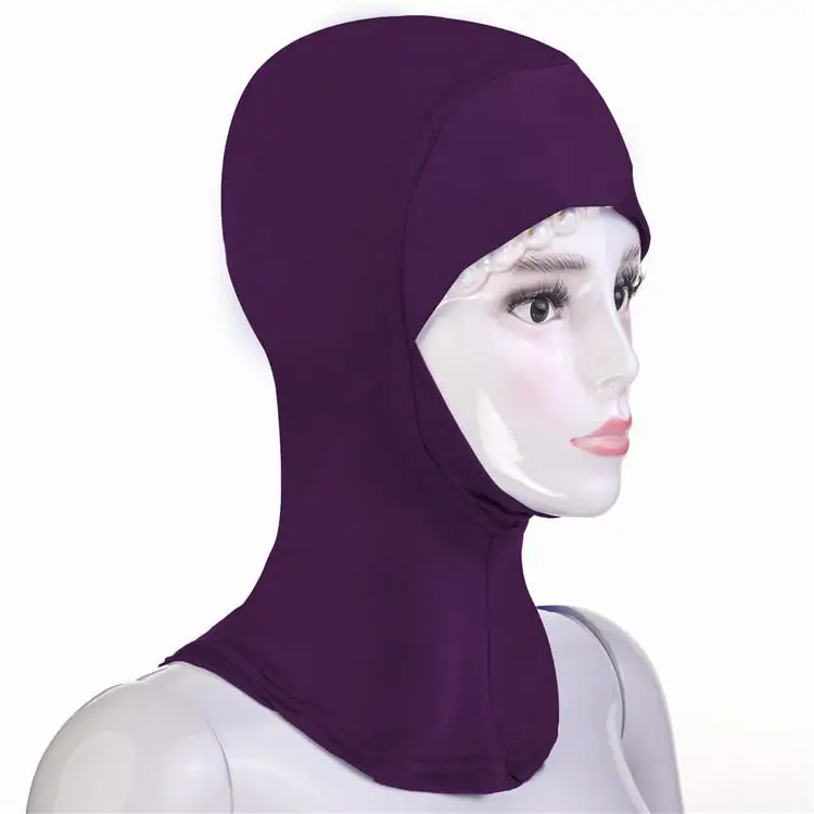Dark Purple Новинка, Арабская мусульманская мягкая шапка под хиджаб, внутренняя шапка под шарф, головной убор ниндзя, Одноцветный головной платок, головной убор, исламский молитвенный головной убор - Цвет: Dark Purple
