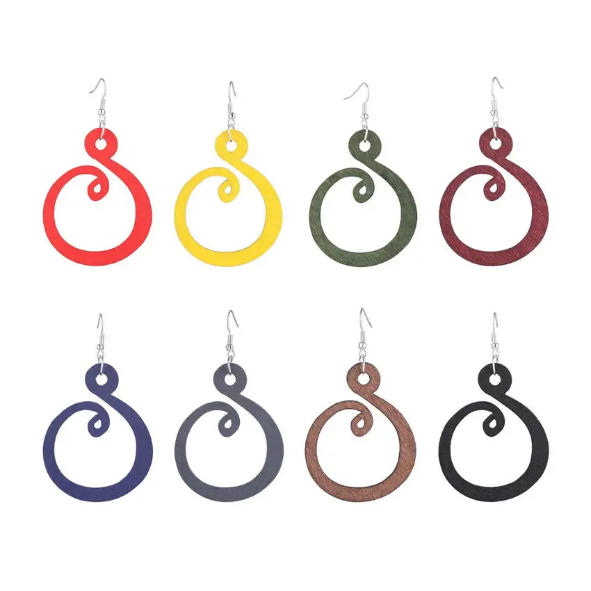 

Уникальные женские легкие цветные деревянные серьги, повседневные геометрические деревянные серьги с лазерной резкой, рождественский под...