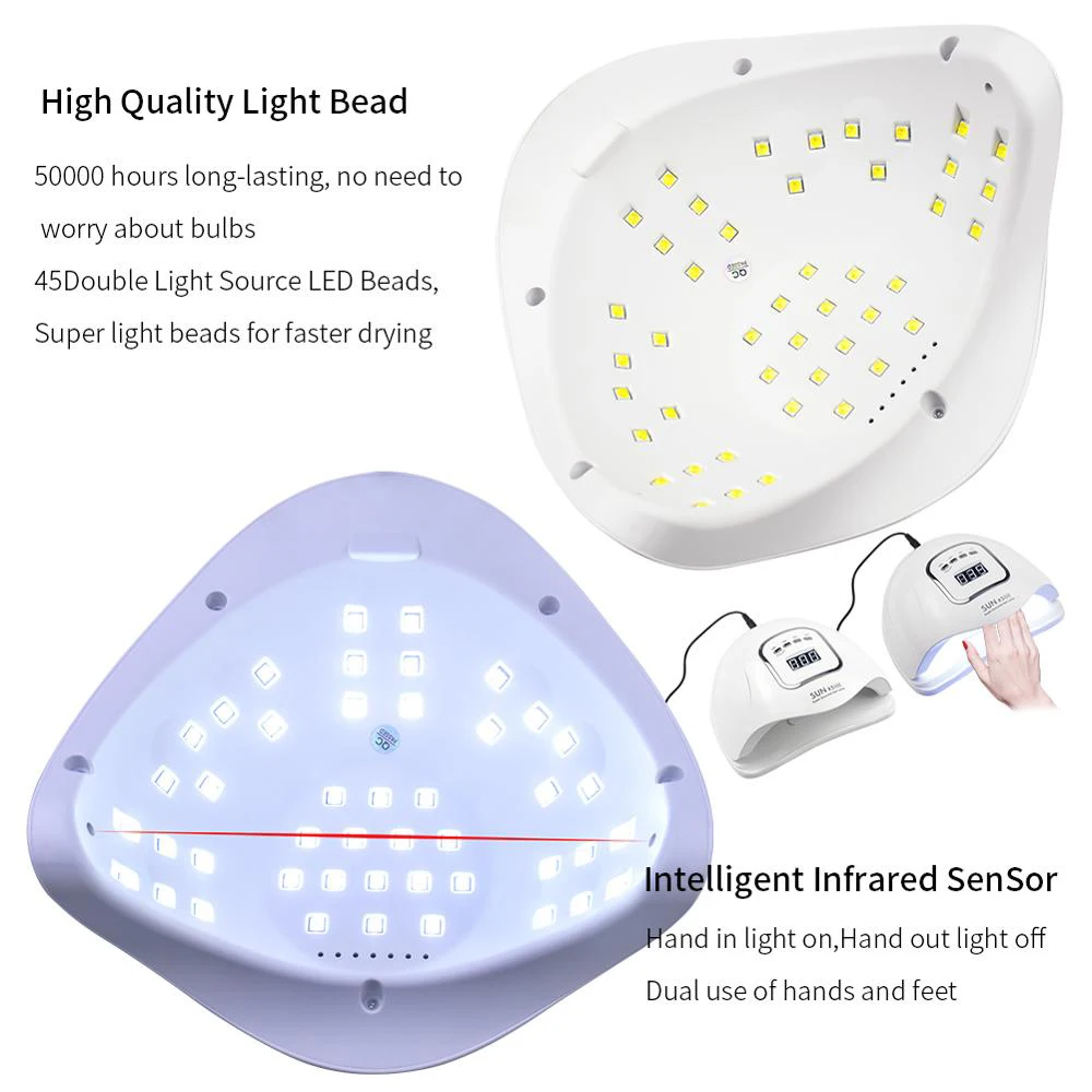 

Nail Dryer 120W Manicure 45LED Nail Lamp UV Lamp For Curing All Gel Nail Polish With Motion Sensing Manicure Pedicure Salon Tool