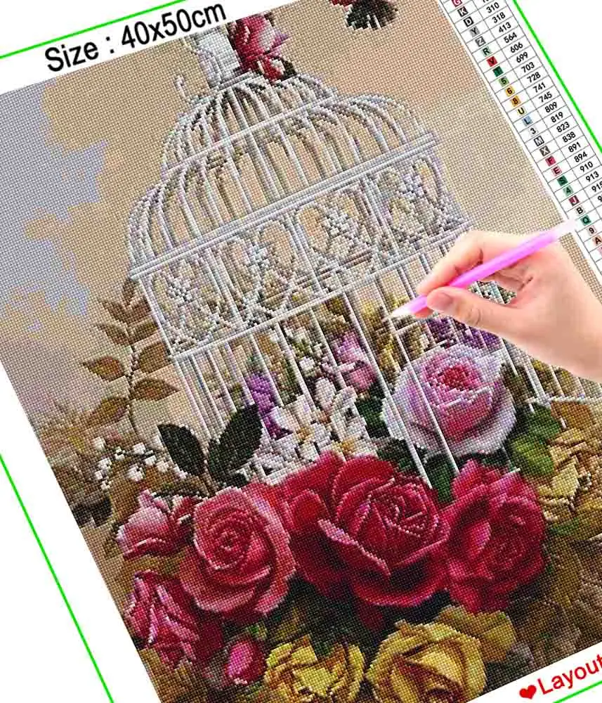 HOMFUN искусство 5D сделай сам алмазная живопись Цветочная клетка картины из страз