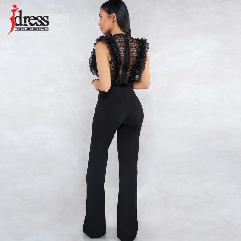 IDress женский комбинезон новый 2019 широкие ноги длинный сексуальный кружева без