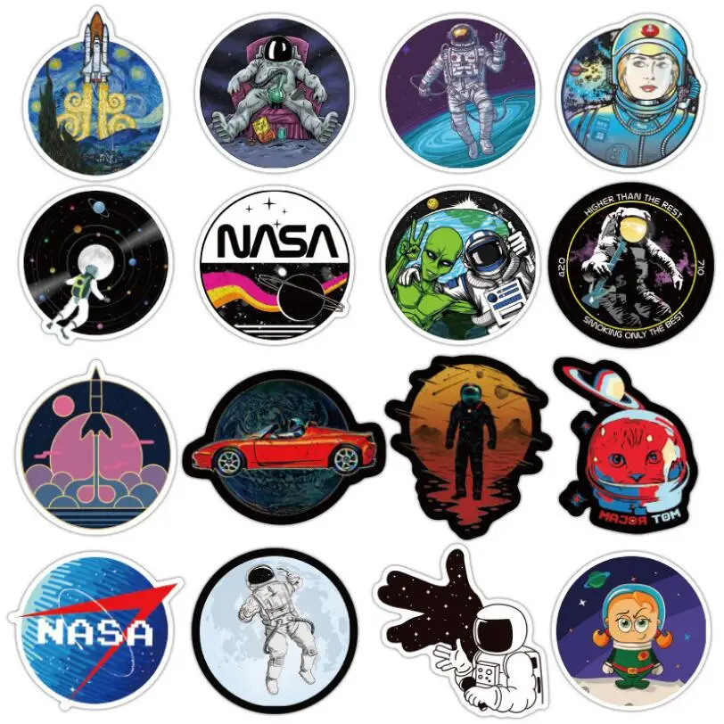 

10/30/50PCS Cartoon Astronaut Space Exploration Suitcase Cute Waterproof Guitar Skateboard Graffiti Sticker Car Toy Decoration
