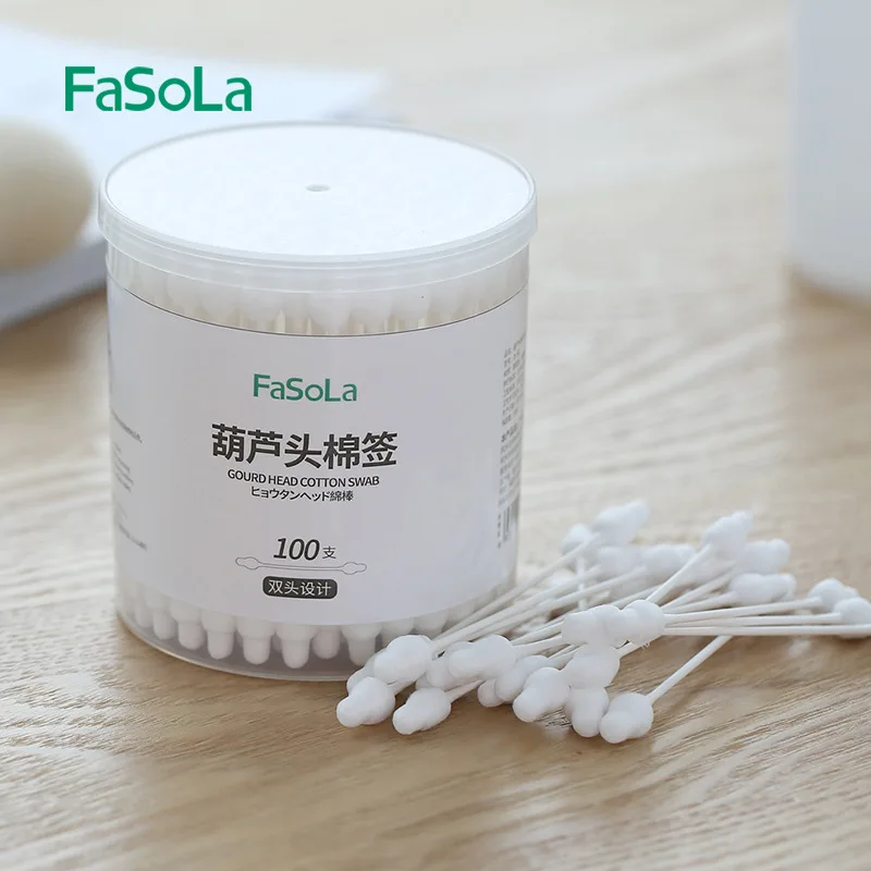 

Youpin 100pcs/Box Gourd Head Cotton Swab Dig Ears Baby Cleaning Cotton Swabs Makeup Double Head Cotton Swabs