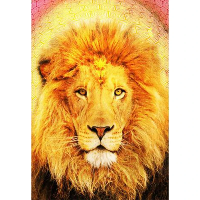 Алмазная 5D Вышивка Король Лев полностью покрытая стразами круглая картина