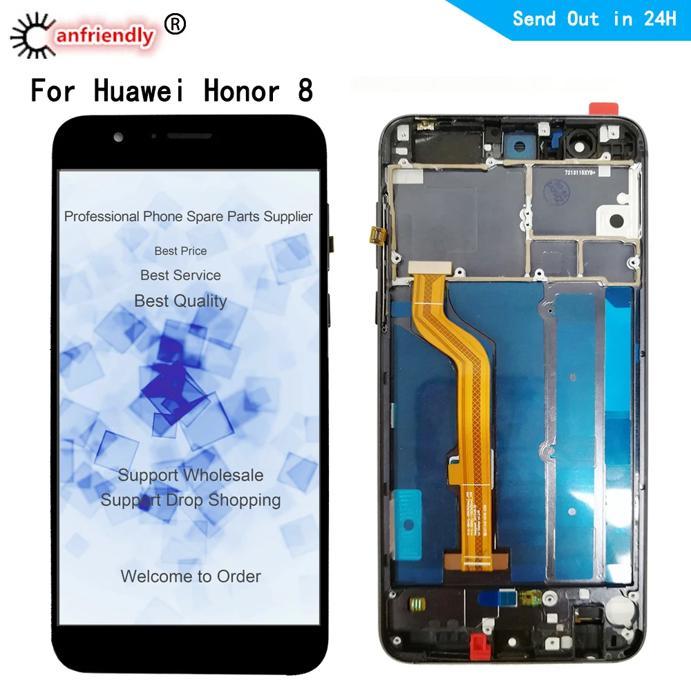 Pantalla LCD para huawei honor 8, FRD-L19, L14, L04, AL00, TL00, AL10, digitalizador de pantalla t&aacute;ctil con montaje de marco de repuesto-0