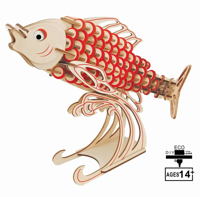 DIY 3D деревянные головоломки игрушки в сборе модель летающий дракон карп Орл кот