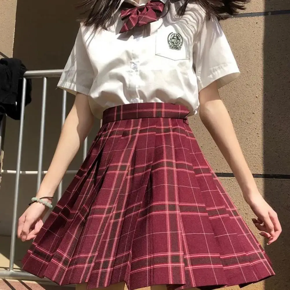

2021 Pleated Skirt T-shirt Short-sleeves Embroidery Design Light Student Short Skirts for Party Pleated Skirt Student Skirts