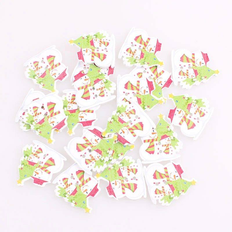 Рождественские декоративные пуговицы в виде снеговика деревянные с 2