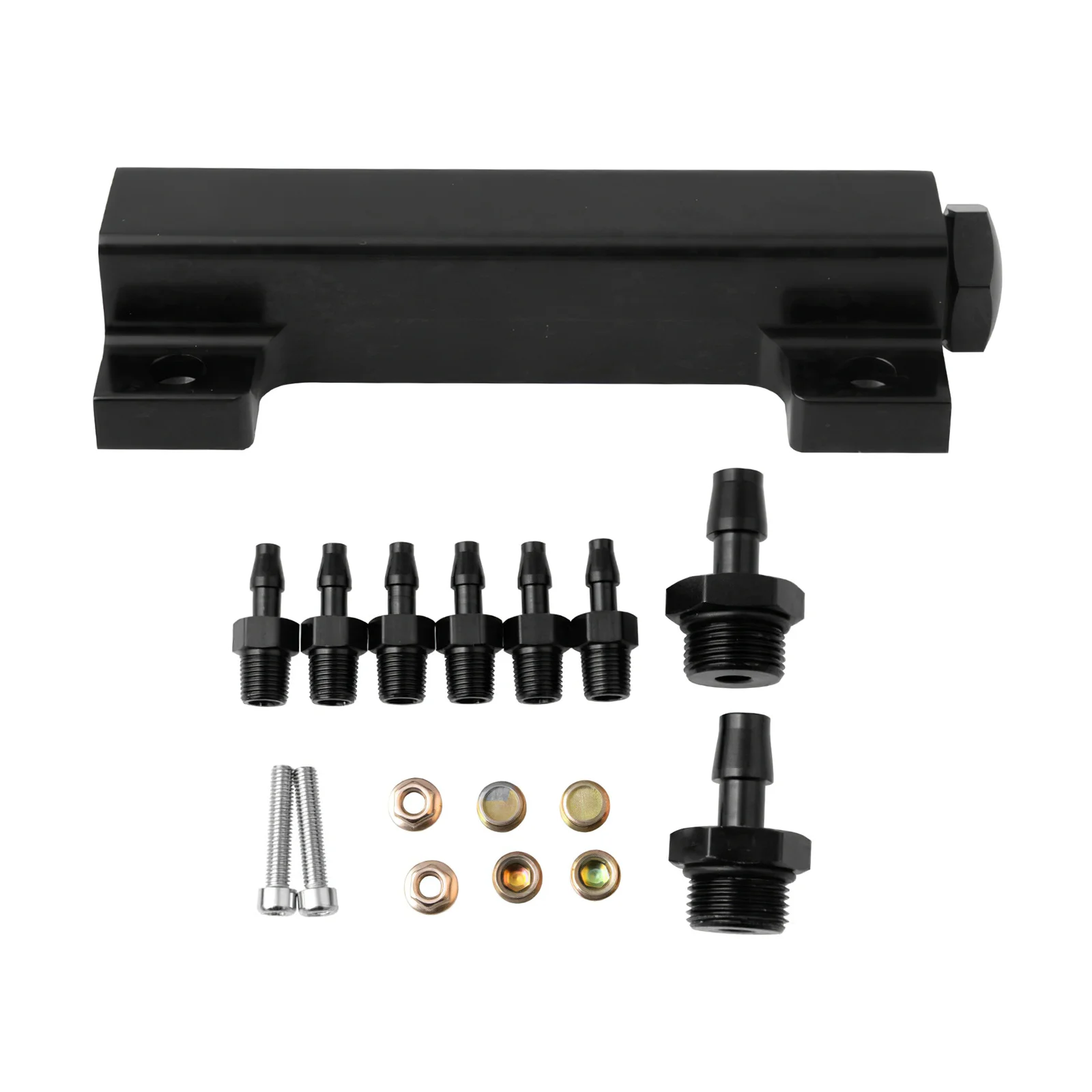 

1/8" NPT 6 Port Vacuum Manifold Kit Fit Turbo Boost Turbocharged Intake Manifold Black Aluminum Alloy Universal Modification